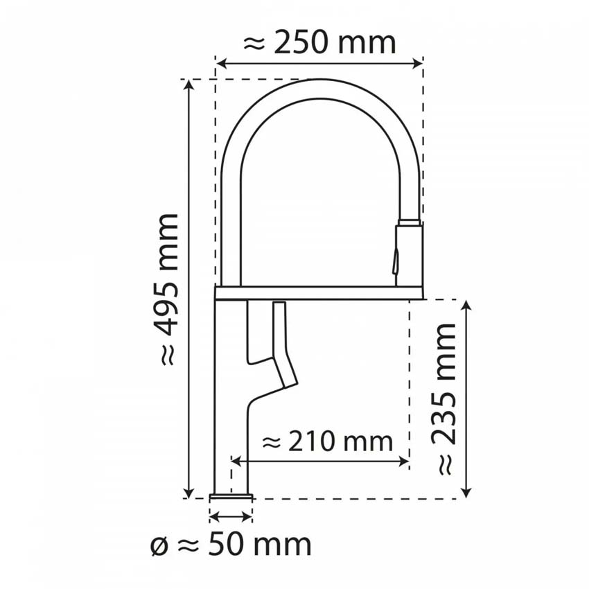 Robinet de cuisine Wasserwerk WK 2 noir mat/or mat avec bec extractible