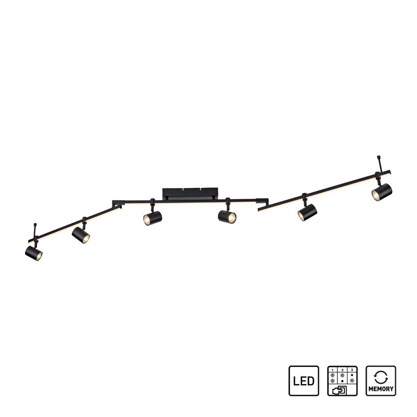Plafonnière - Zwart - 188x21x120cm - GU10 - 6x4,5W - 3000K