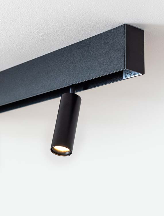 Railverlichting design Béa zwart set 1,2m 4 spots 4x4W