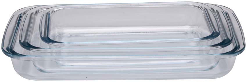 Ovenschaal Alpina transparant rechthoekig set van 3