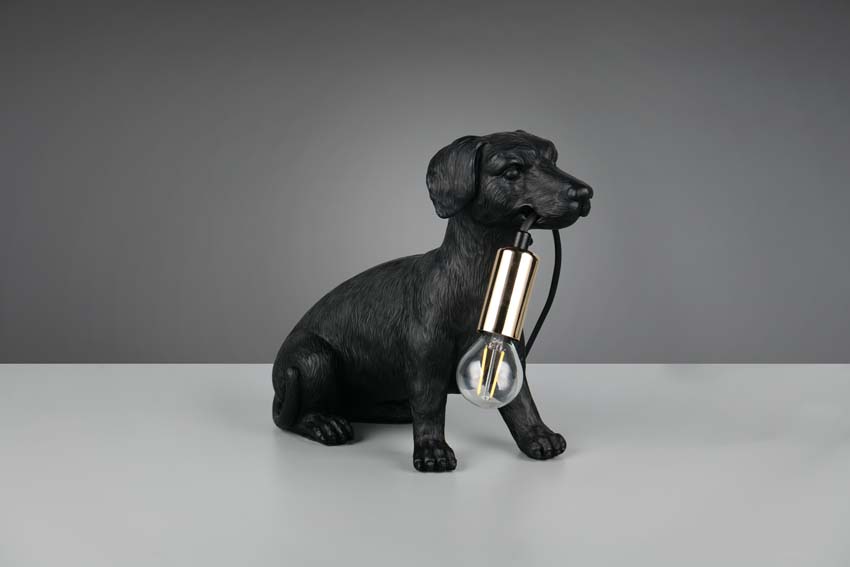 Lampe de table chien - Noir - 22x12x18cm - E14 - 1x10W