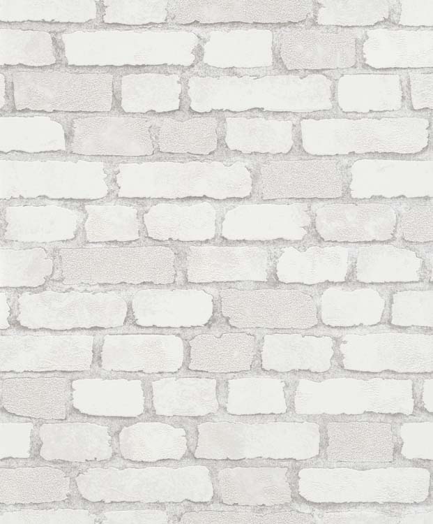 Vinyl op vliesbehang baksteen wit 0,53x10m