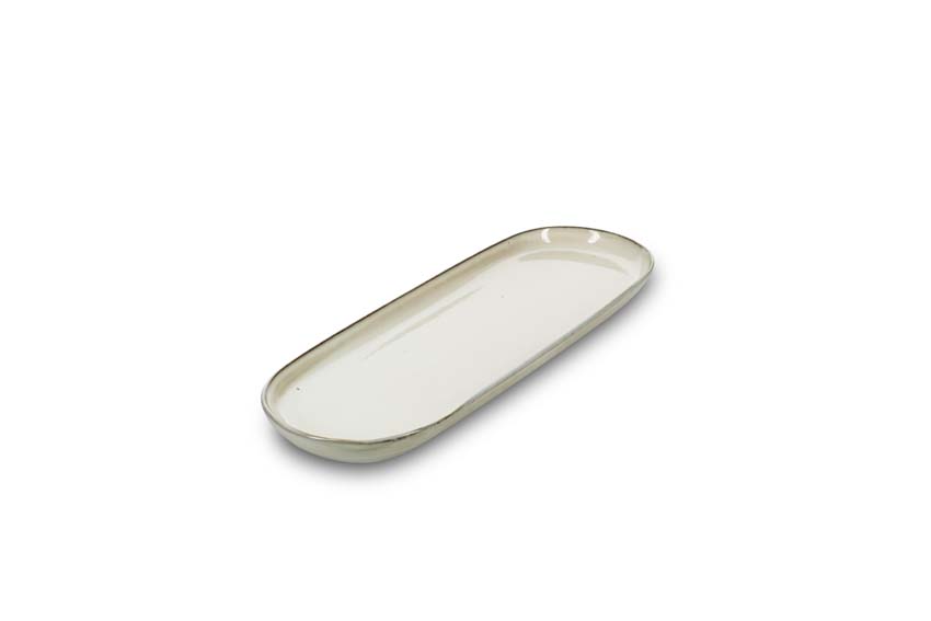 Plat de service Salt & Pepper Meridian en faïence beige 38x14x2,5cm