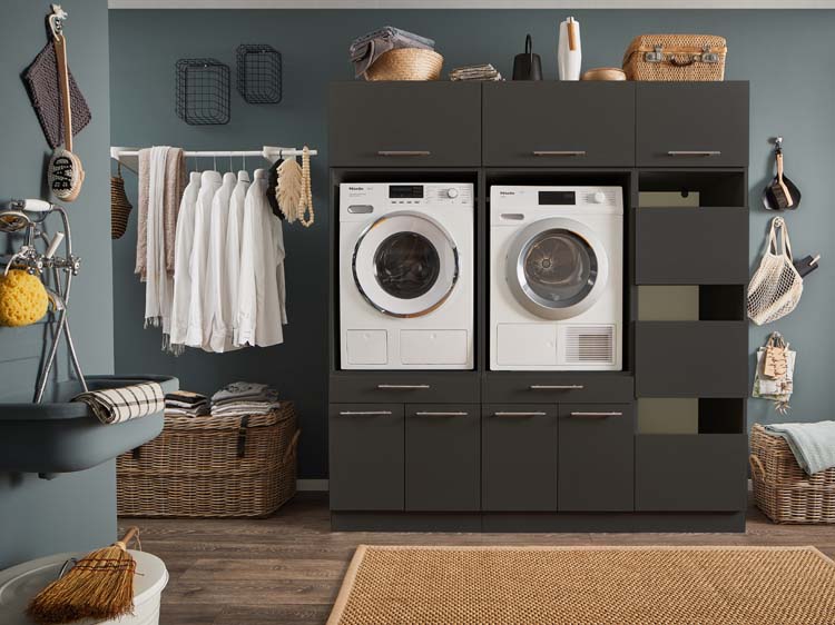 Wasmachine kast Decowash set 13 antraciet 185x67,5x200cm