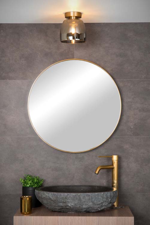 Lucide TYLER - Plafonnier Salle de bains - Ø 16,1 cm - G9 - Or Mat/Laiton