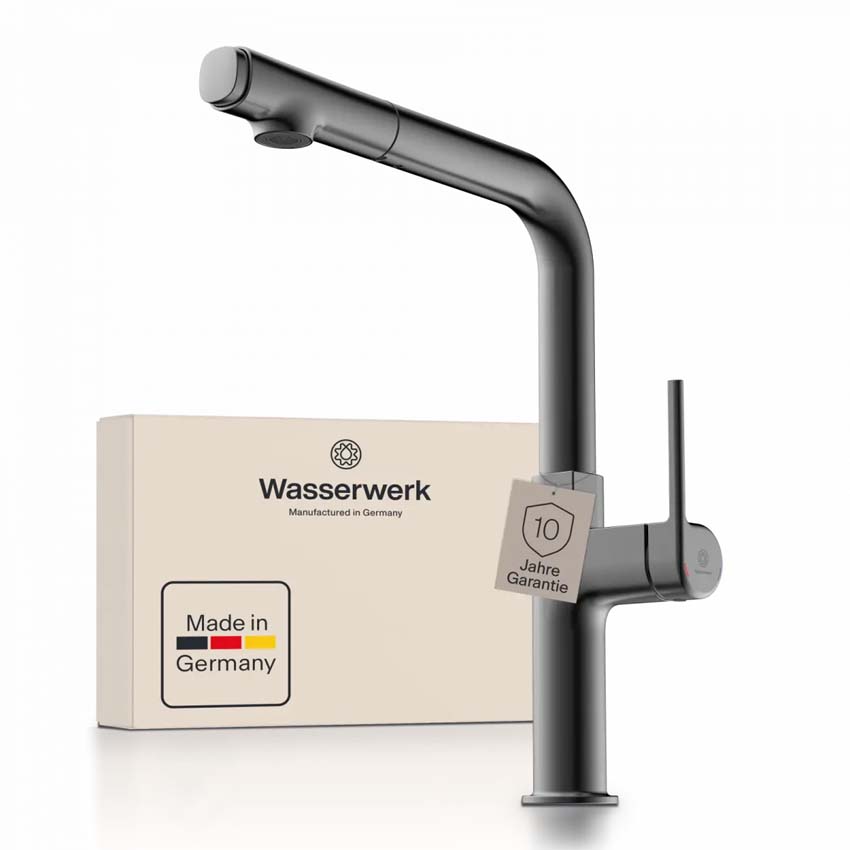 Robinet de cuisine Wasserwerk WK 11 graphite mat avec bec extractible