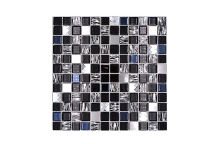 Mozaïek Crystal Glas zwart glanzend 30x30cm