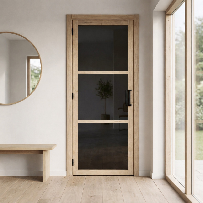 Complete deur pro steel look RW Oak 3R fumé 63x201.5cm Links