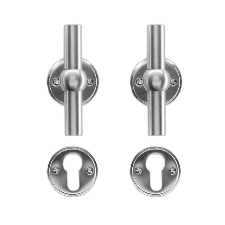 Poignée de porte pro grado T+T look inox rosace cylindre
