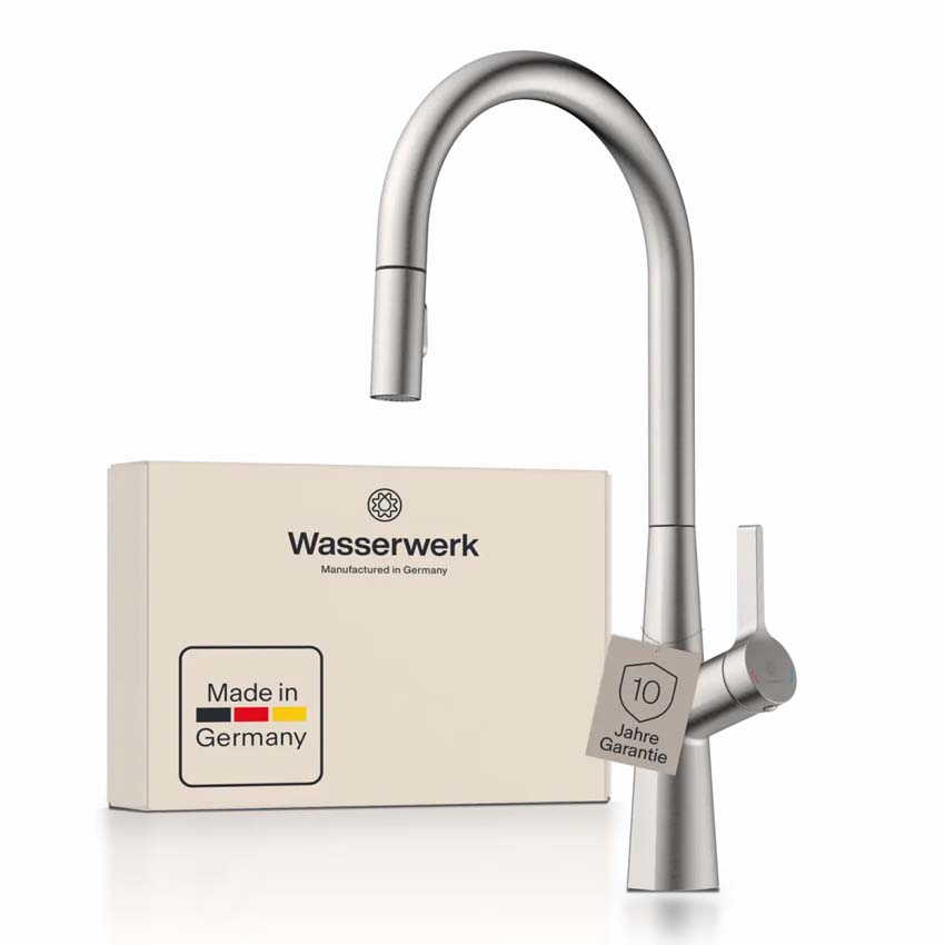 Keukenkraan Wasserwerk WK 9 Sphere inox met uittrekbare uitloop