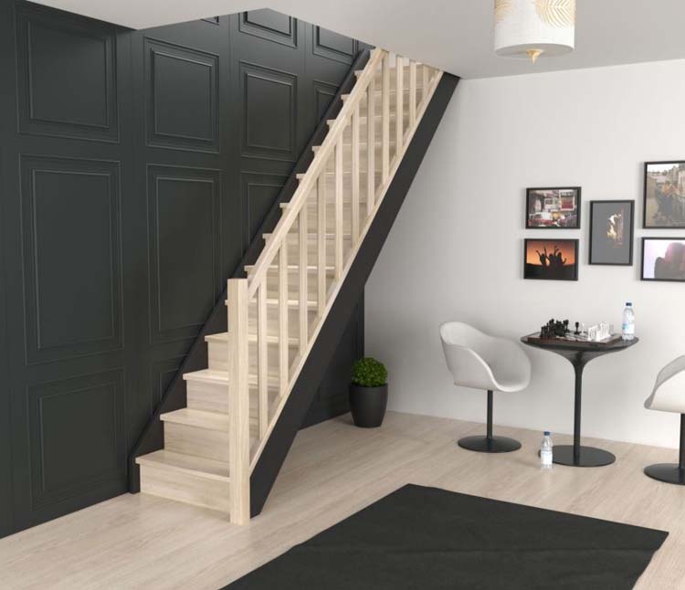 Escalier fermé chêne Dortmund droit 280x80cm