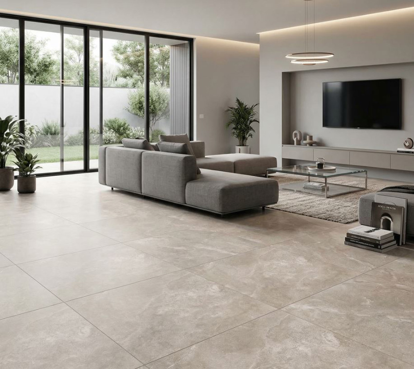 Vloer- en wandtegel Manila marmerlook mat taupe 60x60cm