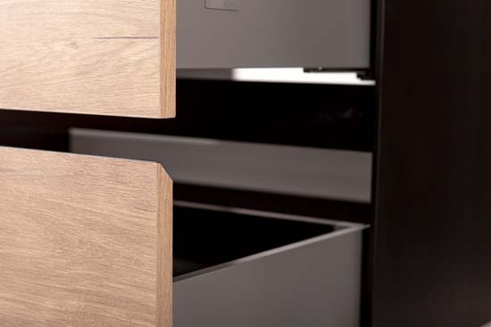 Badkamermeubel Molly houtlook hangend met enkele wastafel mat wit 90cm