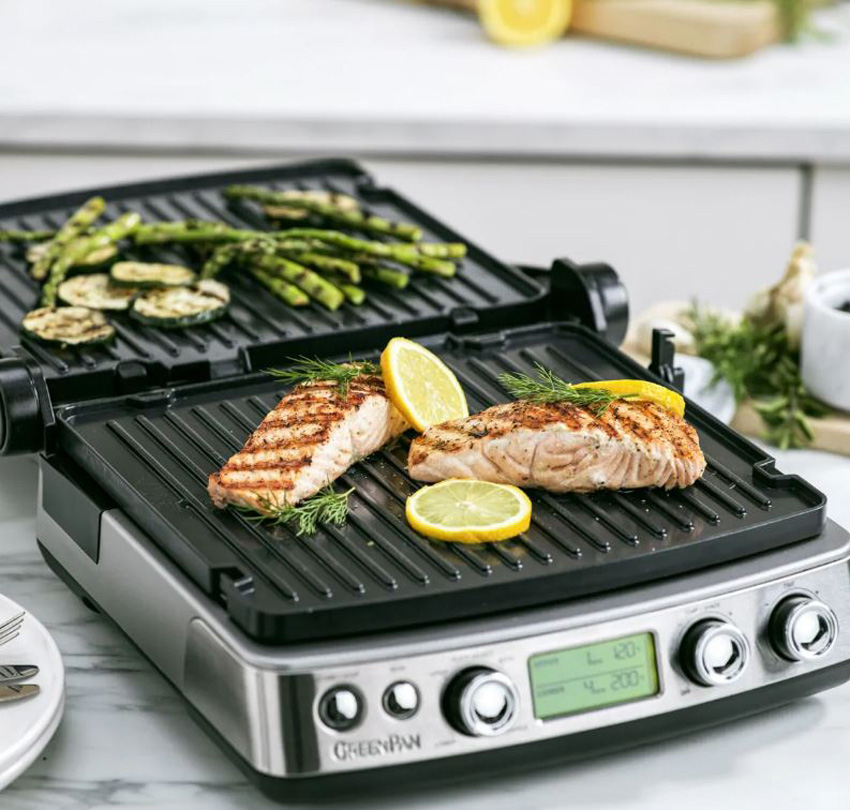 Grill de contact Greenpan sans PFAS argenté 18,6x35,3x34,6cm