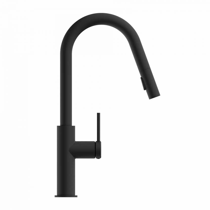 Robinet de cuisine Wasserwerk WK 13 Curve noir mat avec bec extractible