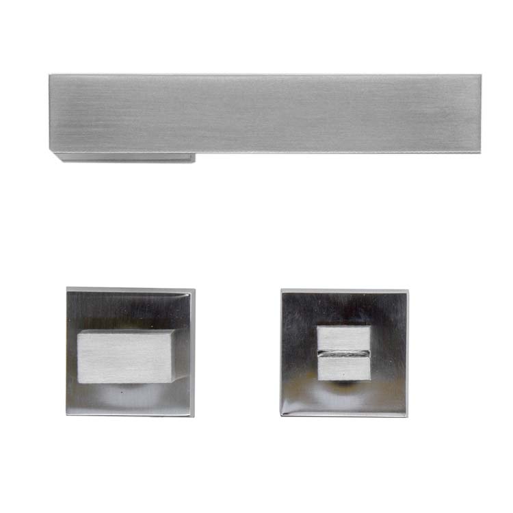 Poignée de porte arezzo look inox avec serrure toilette