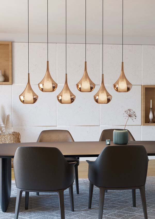 Suspension - Noir/cuivre - L144,5cm - Dimmable - E27 - 6x28W