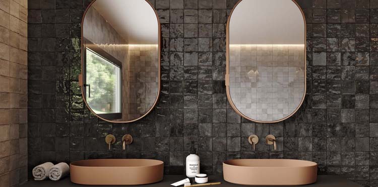 Carrelage mural Cueva carré brillant noir 30x60cm