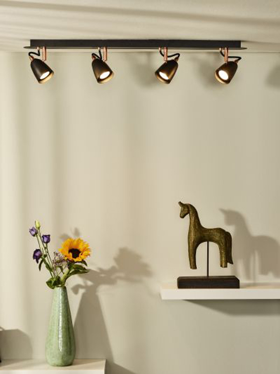 Plafondlamp - koper - dimbaar - GU10 - 4x5W - 3000K