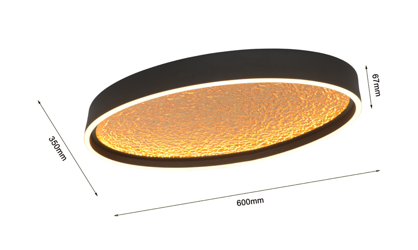 Plafonnier - noir/doré - 60x35cm - dimmable - LED - 1x40W - 3000K