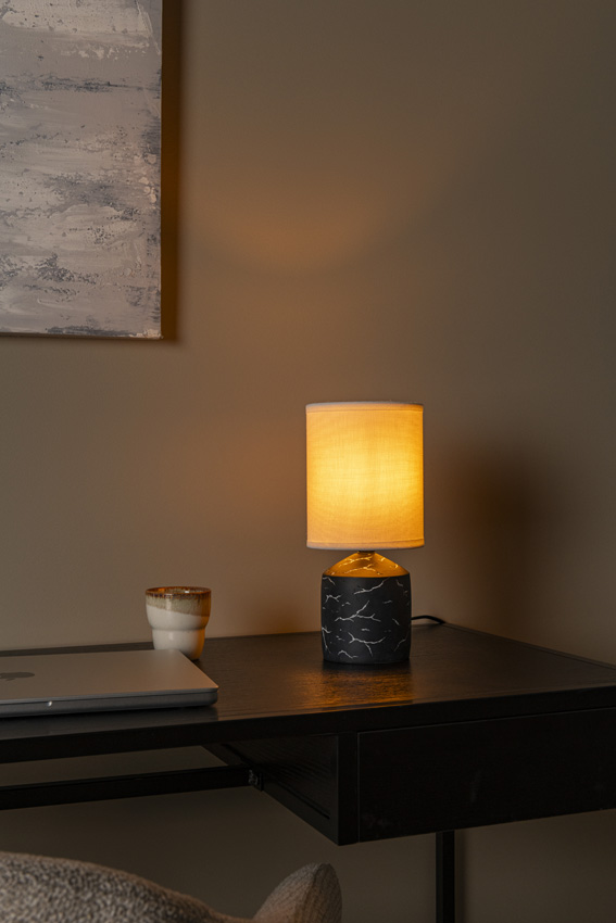 Lucide Essential Fran - Lampe de table - Ø13cm - 1xE14 - Noir