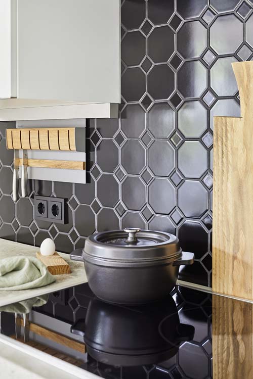 Mosaïque Octagon noir mat 30x30cm