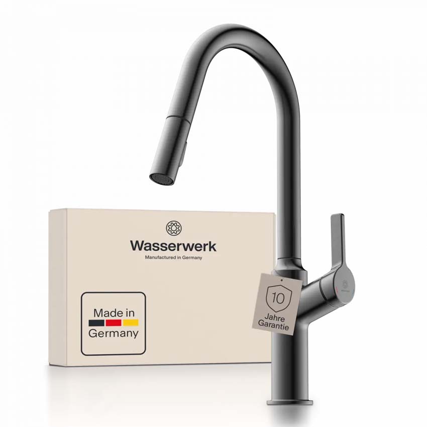 Robinet de cuisine Wasserwerk WK 12 graphite mat avec bec extractible