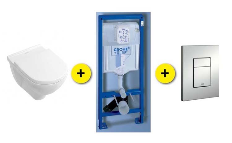 Set de toilette O.Novo blanc avec siège+reserv Rapid SL+plaque chr mat