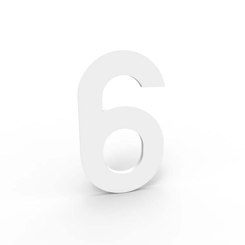 Numéro de maison 6 eSafe en aluminium blanc 5cm / épaisseur 1,5mm