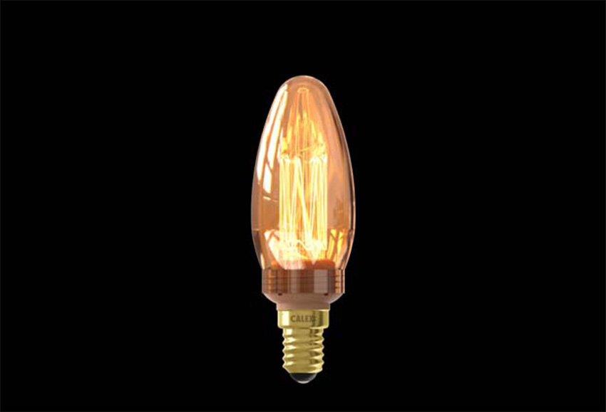 LED lamp - Goud - Ø3,5x10,4cm - Dimbaar - E14 - 1x2,3W - 65lm - 1800K