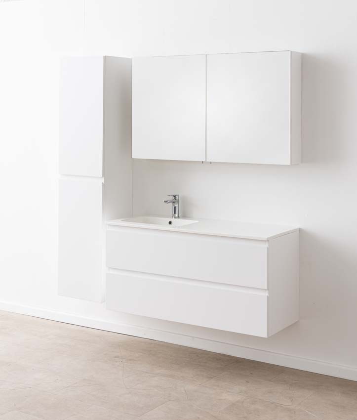 Badkamermeubel Tibo wit met enkele wastafel glanzend wit 120cm