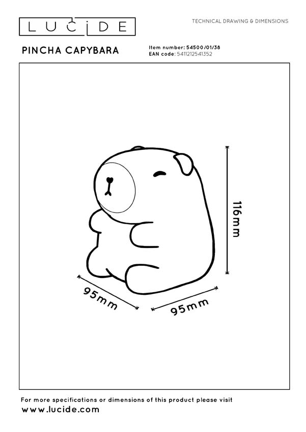 Lucide Essential Pincha Bear - Lampe de table rechargeable pour enfants - Batterie - LED 3 niveaux dimmable - 1x0,5W 2100K - RGB - Brun