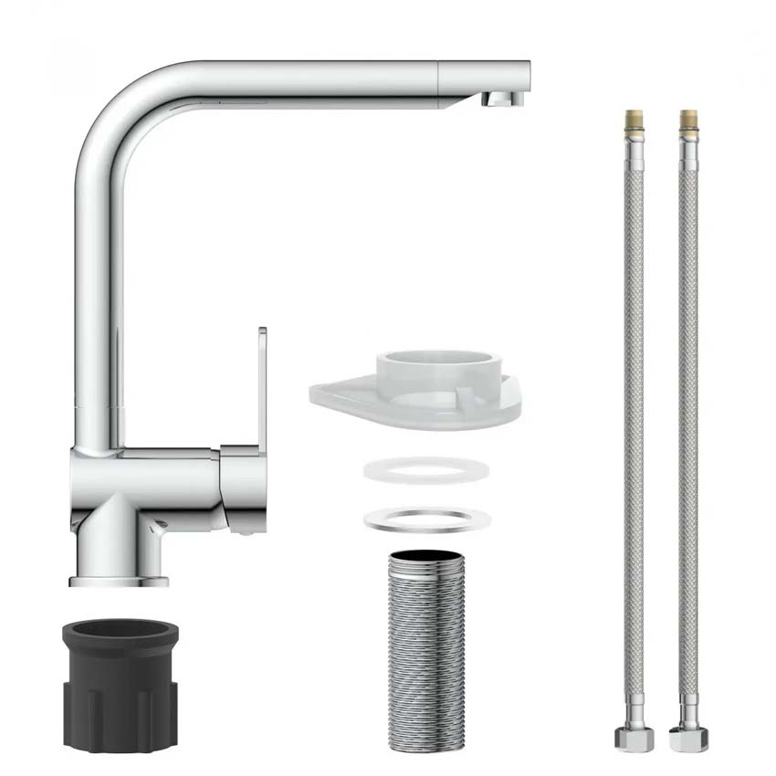 Keukenkraan Ria hoge uitloop chroom