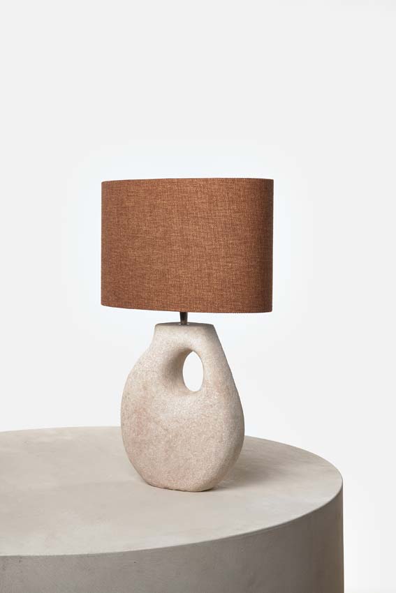 Lampe de table - Taupe/sable/cognac - 30x20x40cm - Dimmable - E27 - 1x60W - Incl. abat-jour