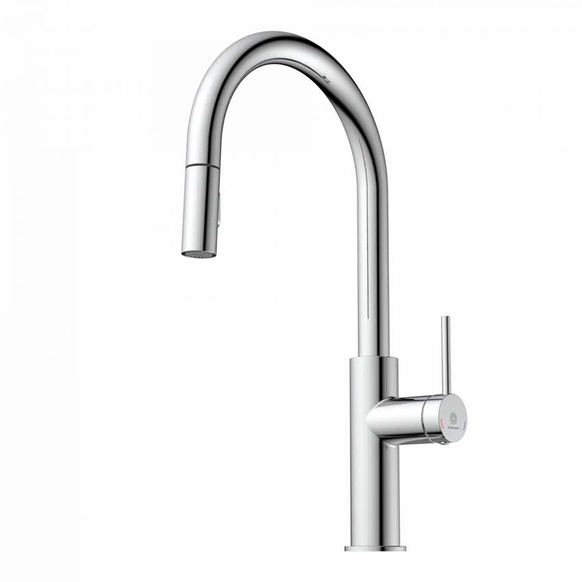 Robinet de cuisine Wasserwerk WK 13 Sphere chrome mat avec bec extractible