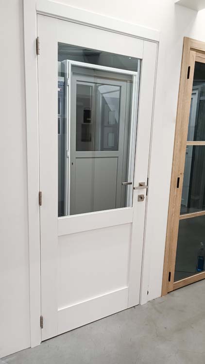 Complete binnendeur Palladium wit 1R helder glas 78x201,5cm omkeerbaar + deurkast 20cm