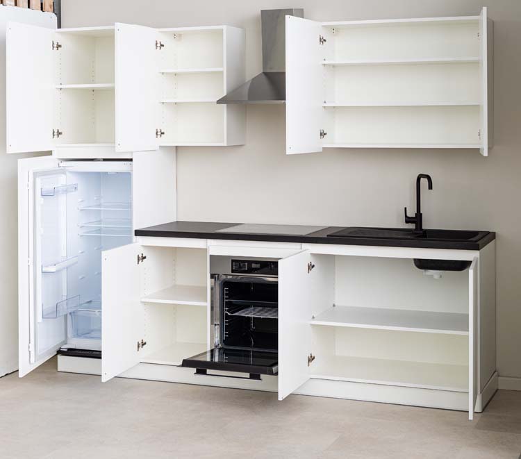 Cuisine Plenti 270cm - four en bas - sans appareils - blanc/noir