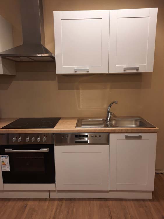 Keuken Njord landelijk wit 280cm - inox wanddampkap - met toestellen