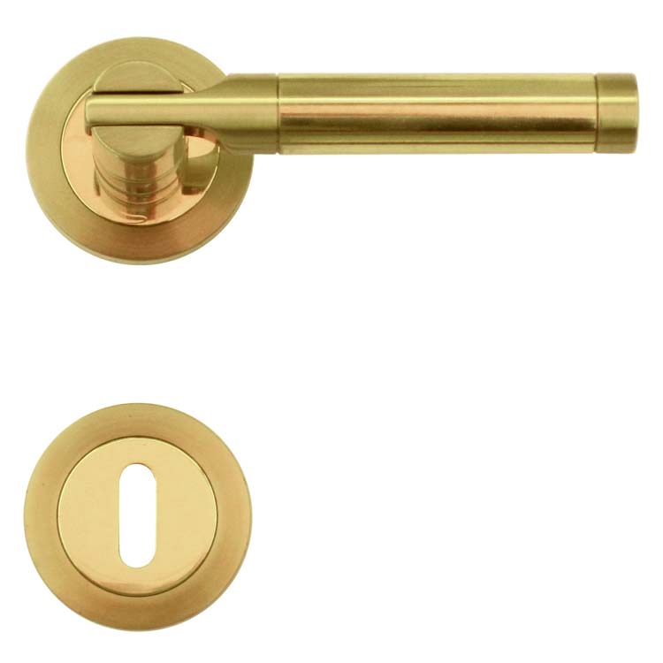 Poignée de porte catania cuivre mat+cuivre rosace barbe