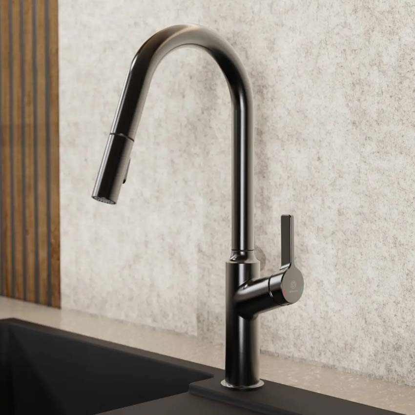 Robinet de cuisine Wasserwerk WK 12 graphite mat avec bec extractible