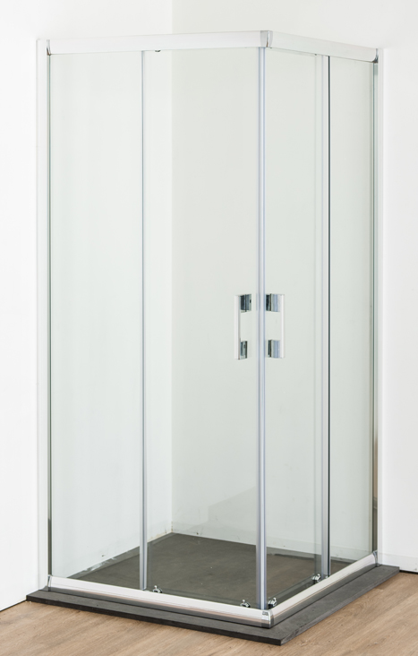 Douche d'angle Agnes chrome portes coulissantes 90x90x195cm sans bac de douche à poser