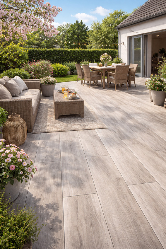 Dalle de terrasse Boa Vista Wood gris clair 120x40x2cm