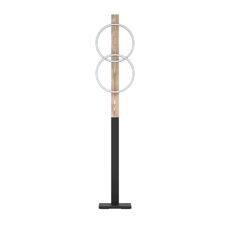 Vloerlamp zwart/hout 150 cm