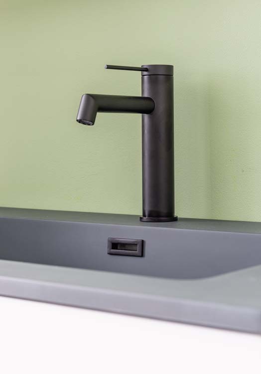 Meuble de salle de bains Bison blanc mat suspendu avec lavabo simple aspect ciment 80cm