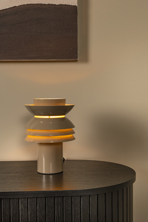 Lucide Vibes Yindra - Lampe de table - Ø17,5cm - 1xE27 - Taupe