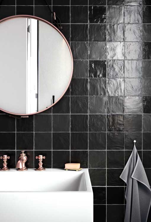 Carrelage mural céramique zellige noir 10x10cm