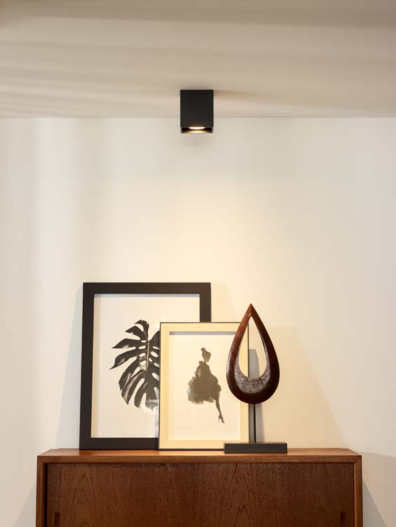 Plafonnier - noir - 8,2x8,2x9,5cm - dimmable - GU10 - 35W