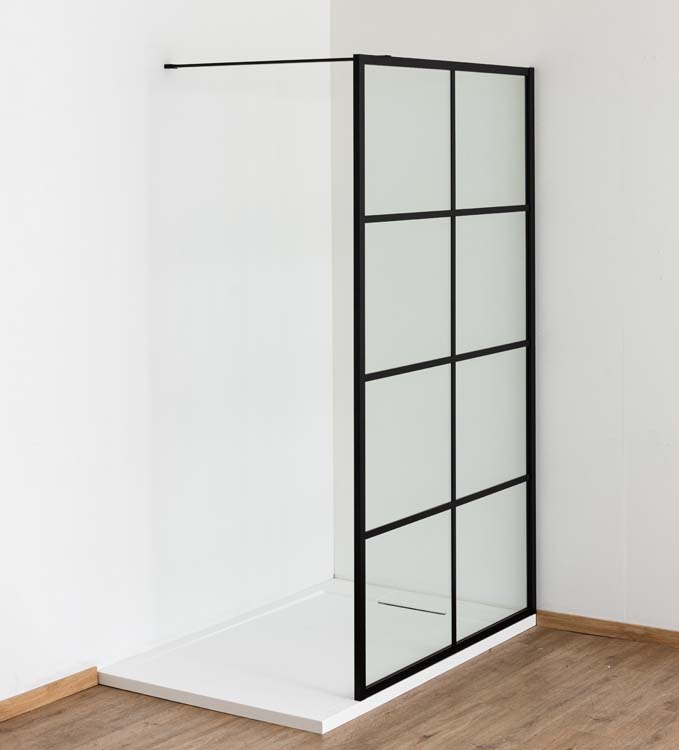 Paroi de douche Uma profile noire 100x200cm avec barre