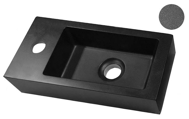 Handenwasser Kyla links quartz zwart 9x36x18cm