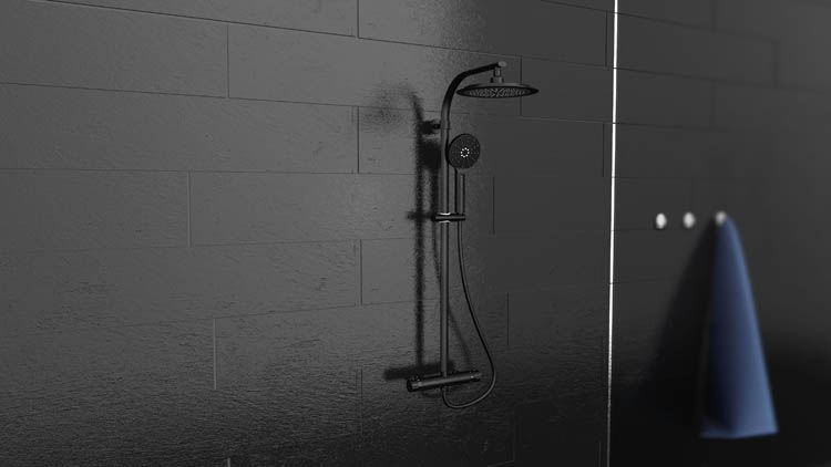 Doucheset Maddox thermostatisch mat zwart